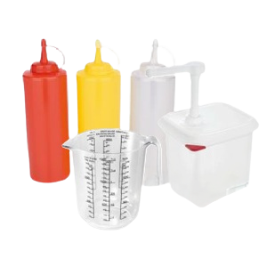 Dosierflaschen, Messbecher