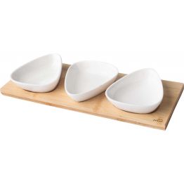Mehr Produktinformationen Serviertablett Bambus 28 cm, 3 Schalen-tropfenform