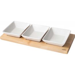 Mehr Produktinformationen Serviertablett Bambus 28 cm, quadratische 3 Schalen 